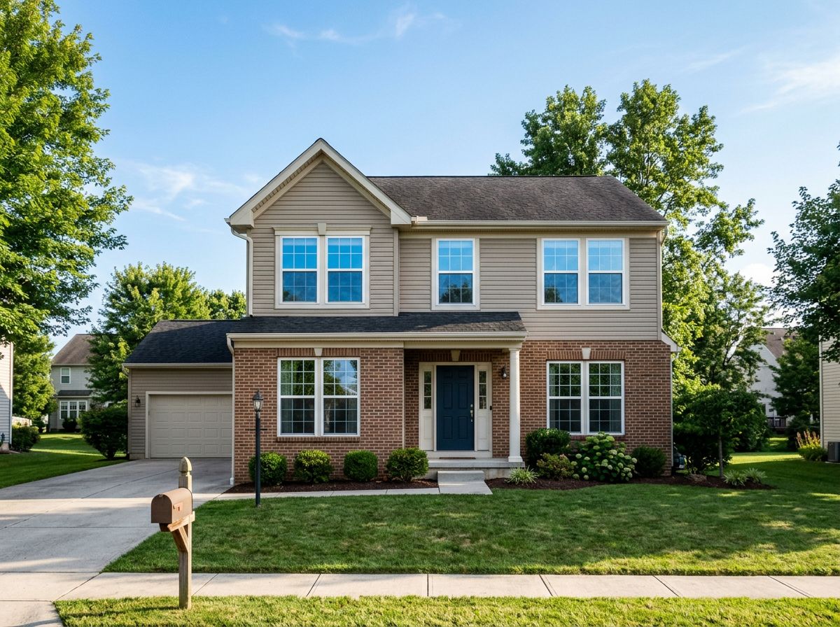 A clean two-story home in the Lehigh Valley with sun reflecting off freshly washed windows